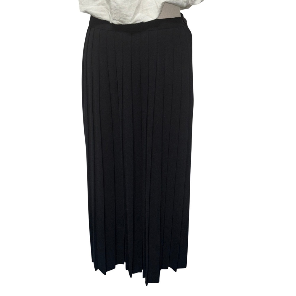 Talbots Petites Black Pleated Midi Skirt Career Elegant Classic Size 10